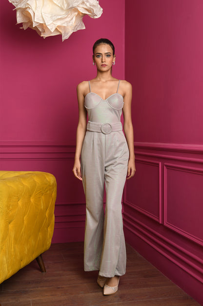 Iliana Jumpsuit - Grey Stunner with Holographic Elegance