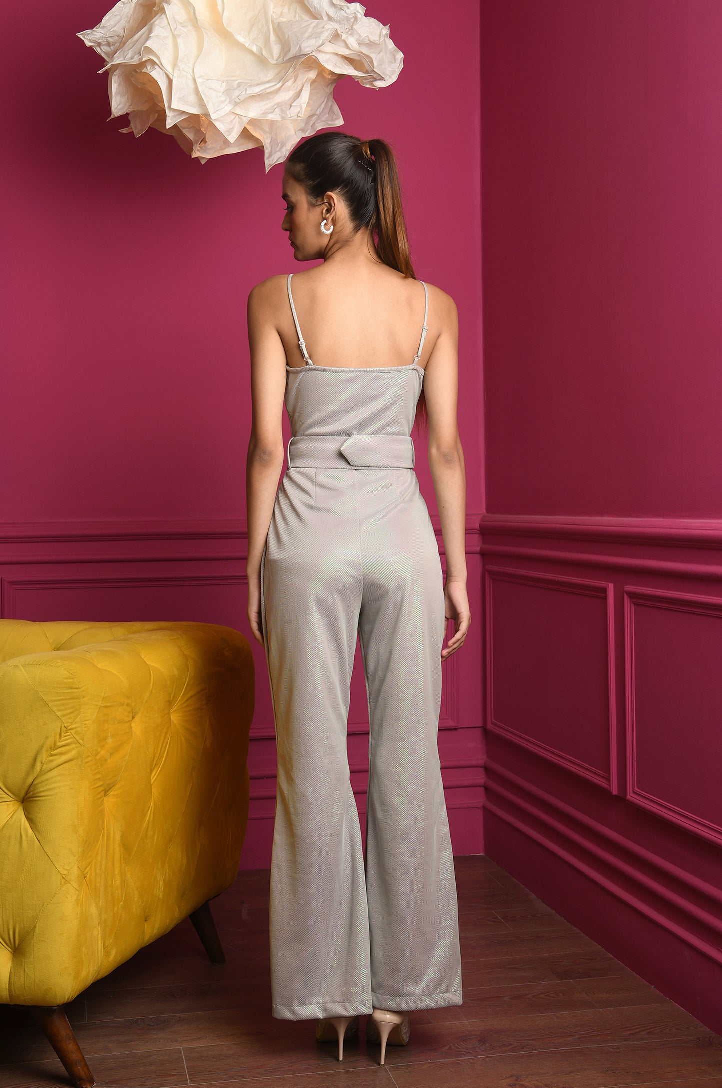 Iliana Jumpsuit - Grey Stunner with Holographic Elegance